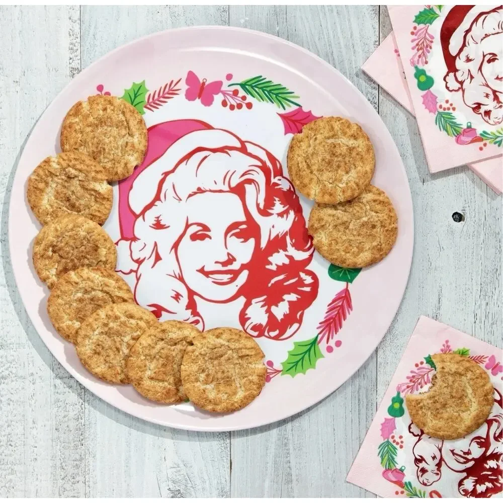 Dolly Parton Christmas Serving Tray Round‎ Plastic 14.17” Melamine